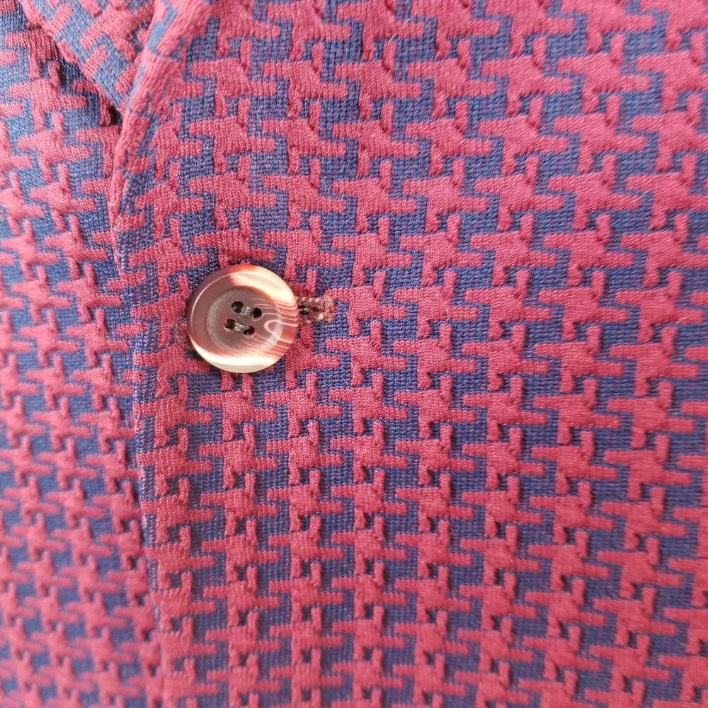 Vintage Sears Blazer Mens 42 Red Geometric Knit Travelknit Sport Coat Jacket - Picture 6 of 16